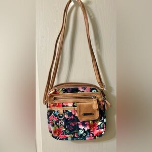MultiSac Floral Crossbody Bag with Tan Accents